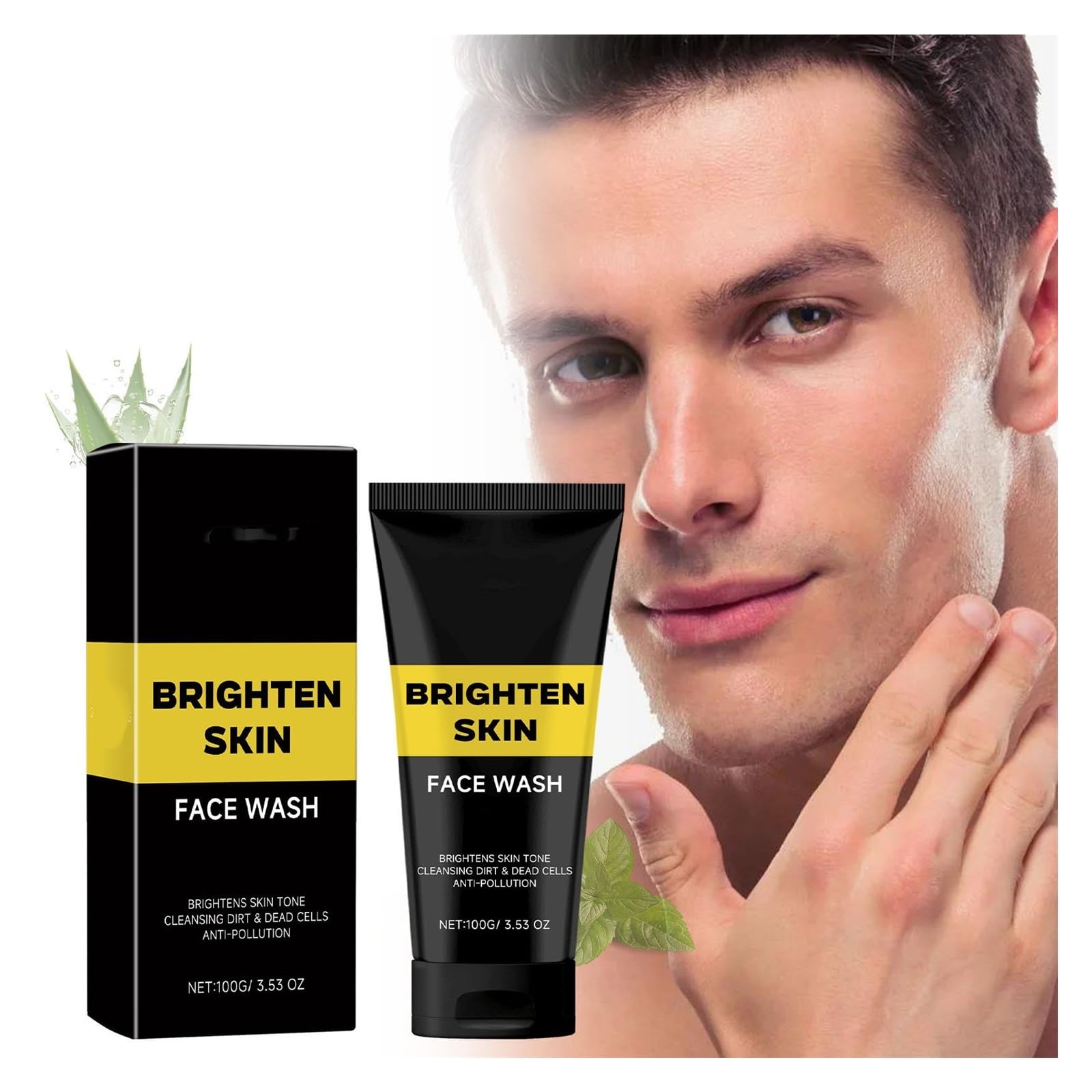 Detergente viso da uomo da 100 g, schiuma ricca for una pulizia profonda, idrata e idrata delicatamente(3pcs)
