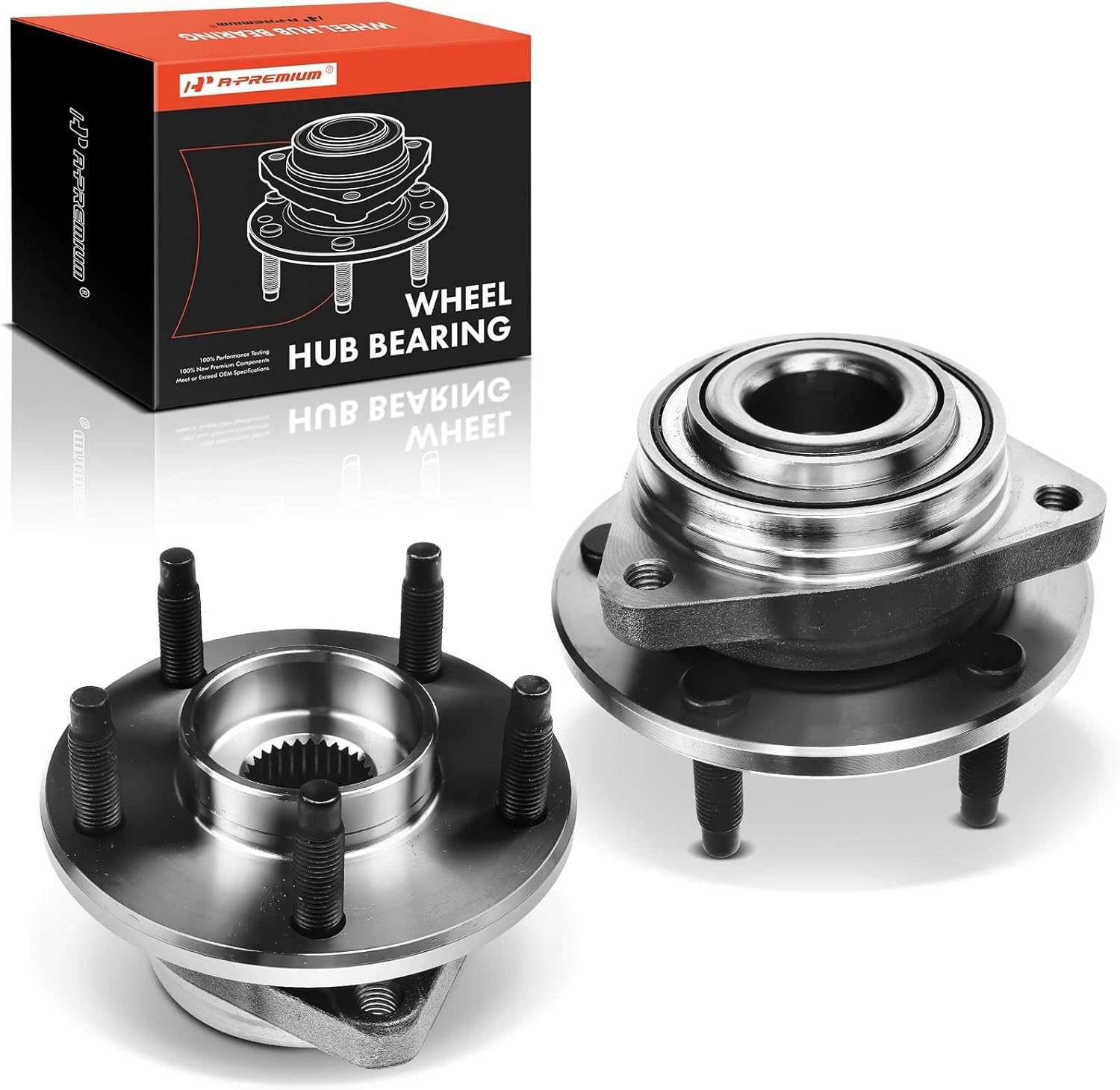 A-Premium 2 x Front Wheel Bearing and Hub Assembly with 5-Lug Compatible with Chevrolet Malibu 2004-2007, Pontiac G6 2005-2007