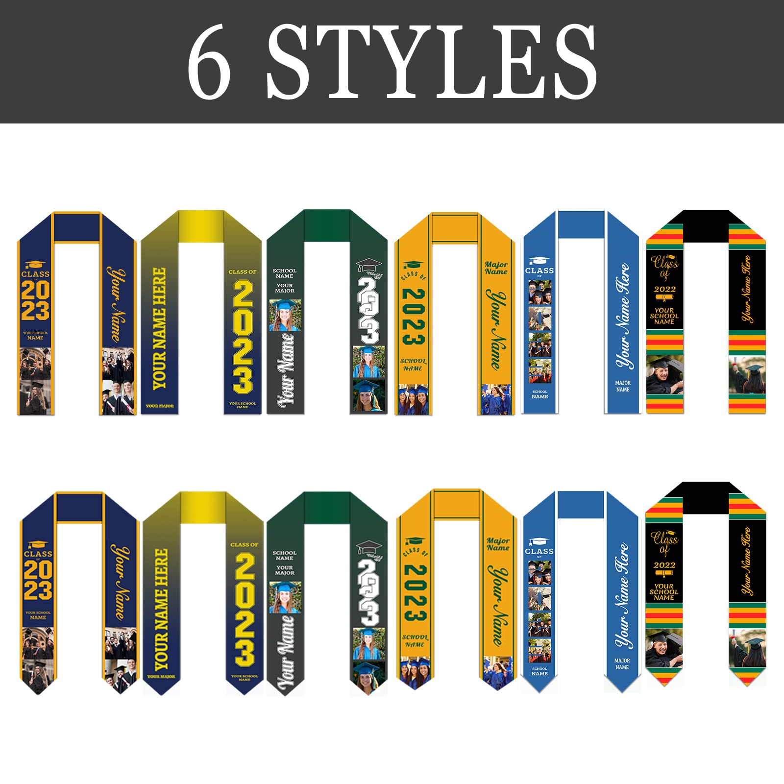 Yibanda Custom Graduation Stole Class of 2024 Customized Congratulations Sash Senior Stole Personalized Graduation Gifts