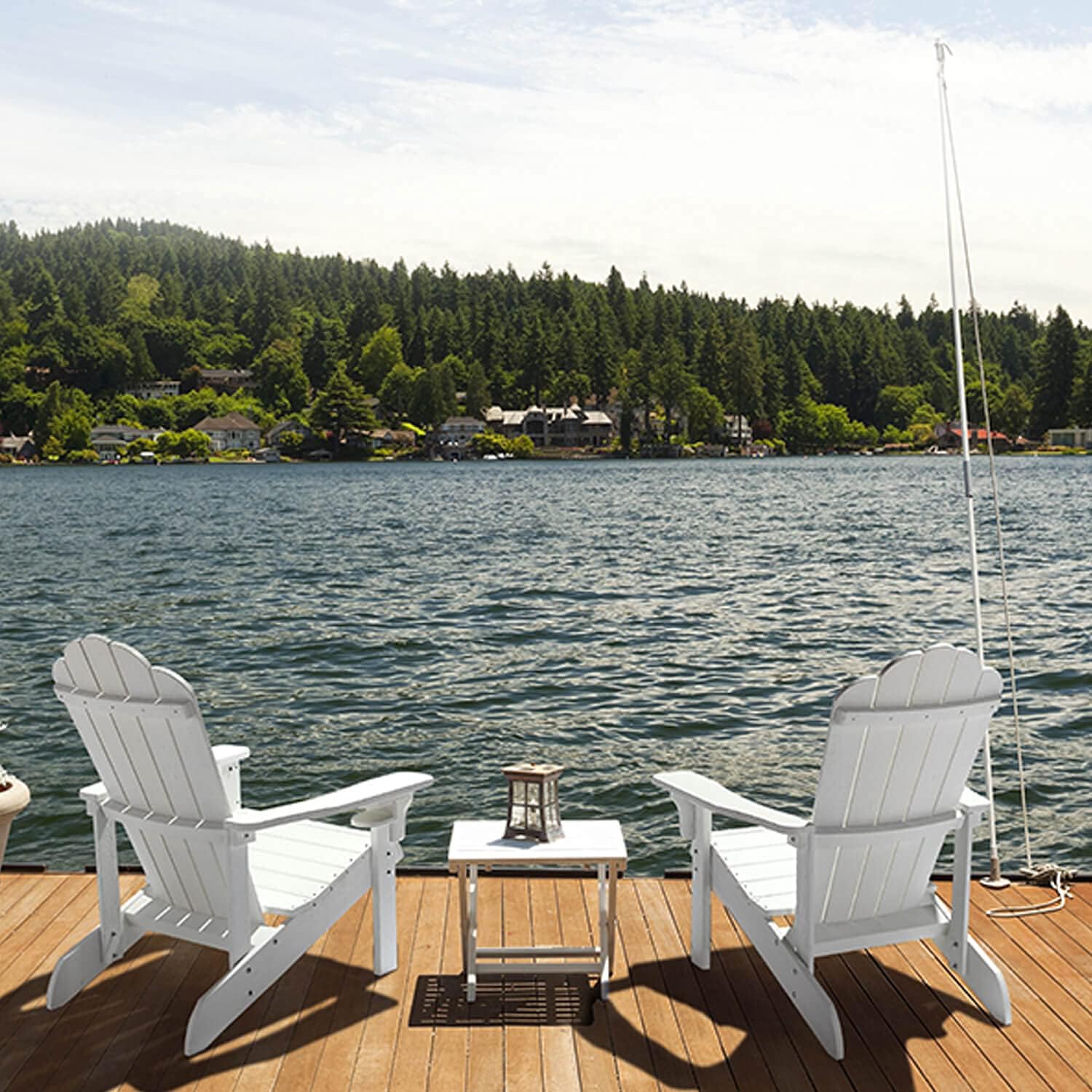 Adirondack Chair Weather Resistant , Hard Plastic Adirondack Chair with Cup Holder, Comfortable Easy to Assemble and Maintain, Outdoor Chair for Patio, Backyard Deck, Fire Pit Lawn Porch - White