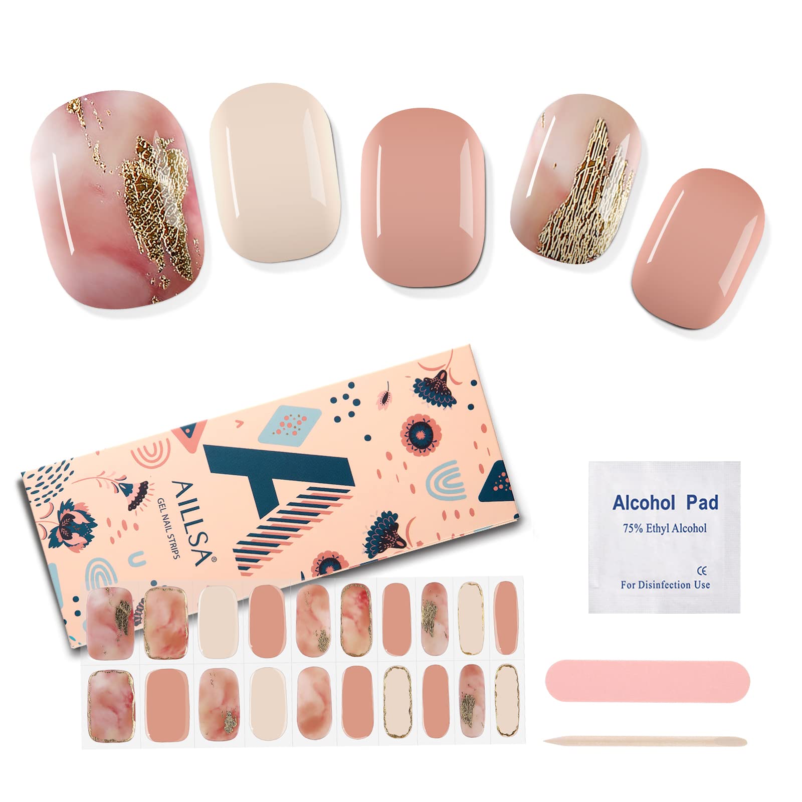 Amazon.com: AILLSA Semi Cured Gel Nail Strips, Tiramisu Light Brown Gel Nail  Strips, Gel Nail Stickers Full Nail Wraps, Long Lasting,Safe & Easy to Use, Gel  Nail Polish Strips for Women 20pcs :