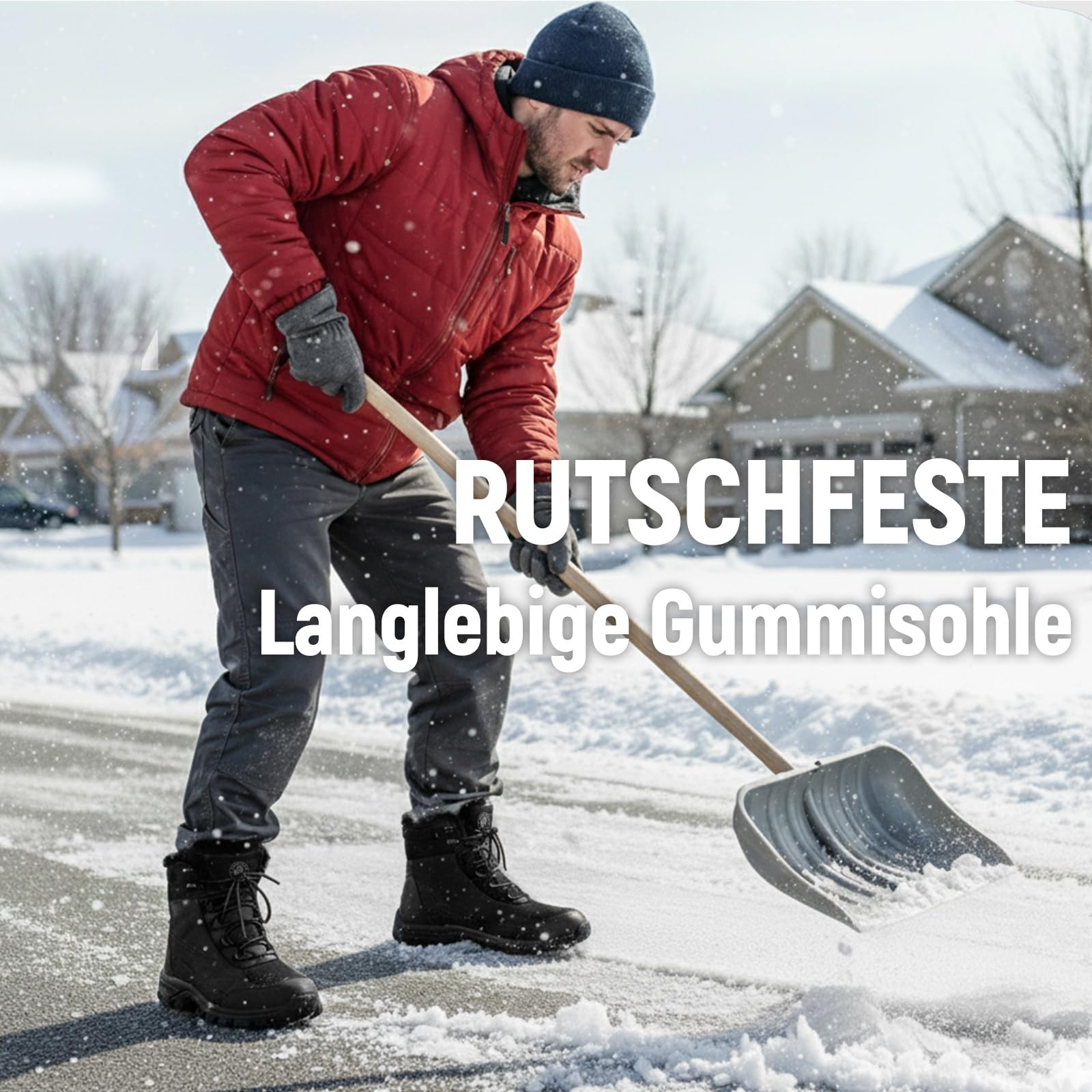 ANGRYRAM Winter Sicherheitsstiefel Herren Wasserdicht Warmen Gefüttert Stahlkappe Schneestiefel rutschfeste Hohe Winterschuhe Herren