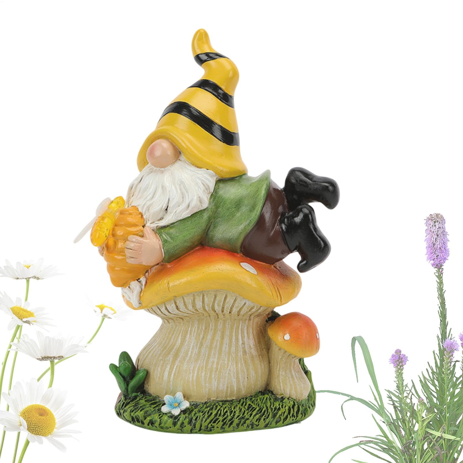 Nain de jardin solaire en résine premium, sculpture de finition haut de gamme
