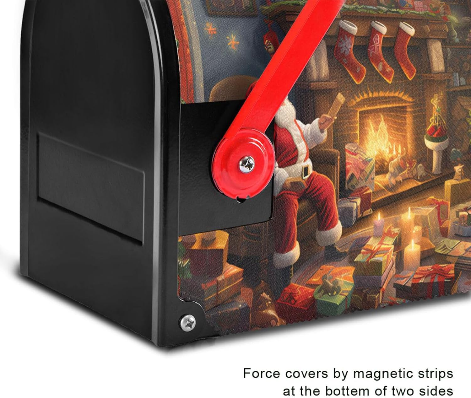 MNSRUU Nylon Mailbox Covers Magnetic Christmas Santa Claus Tree Mailbox Covers Large Mail Box Oversized 20.8x25.4in Mailbox Wraps Post Letter Box Cover for Garden Decorations