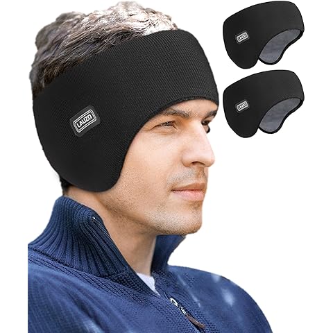 Lauzq Double-Layer Ear Warmer Headband-Knit Fuzzy Lined Winter Ear Muff for Men Women Running Cycling Ear Covers