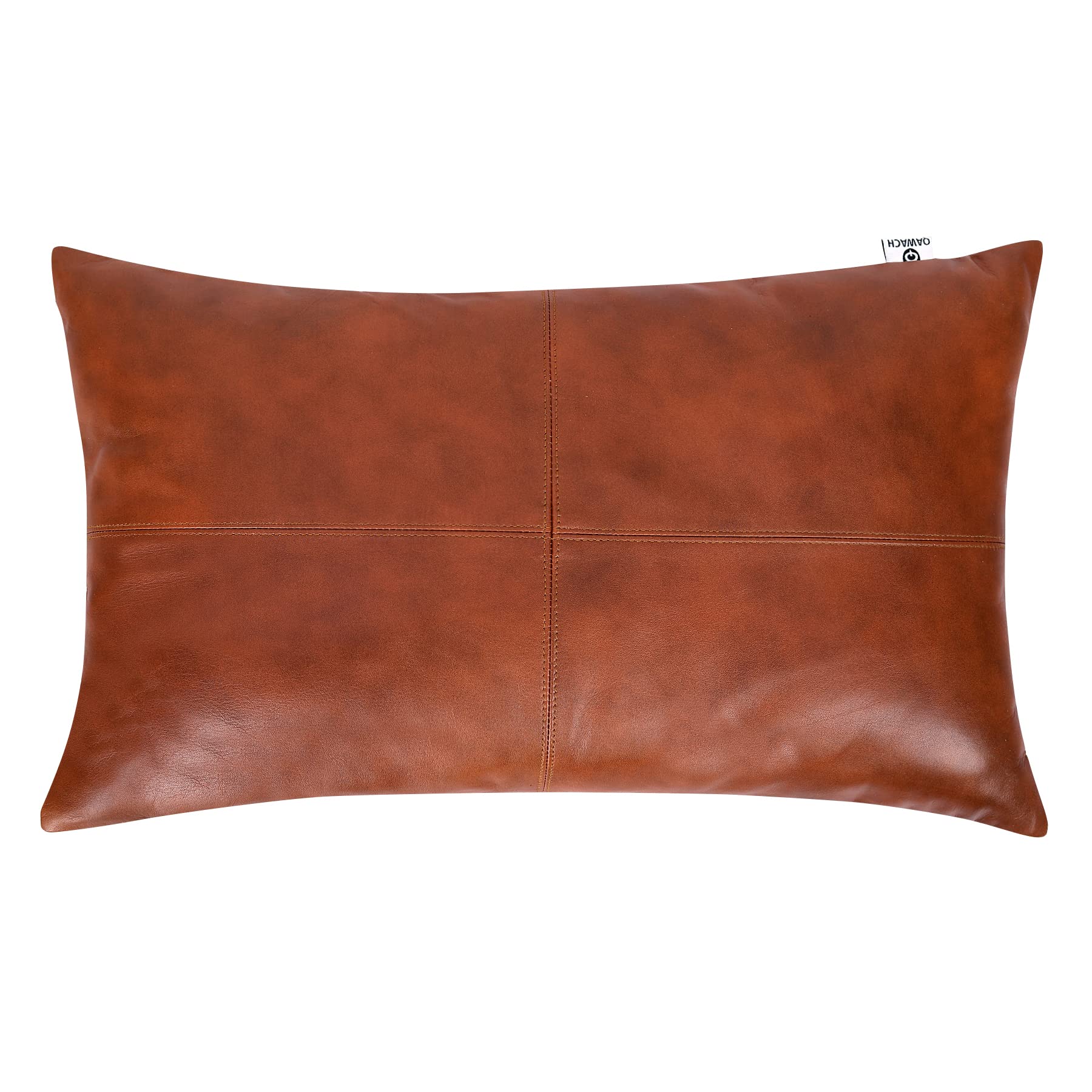 QAWACH Lambskin Leather Pillow Covers, Pack Of 2 - 10x18 Inch, Brown Antique, Decorative Sofa Covers