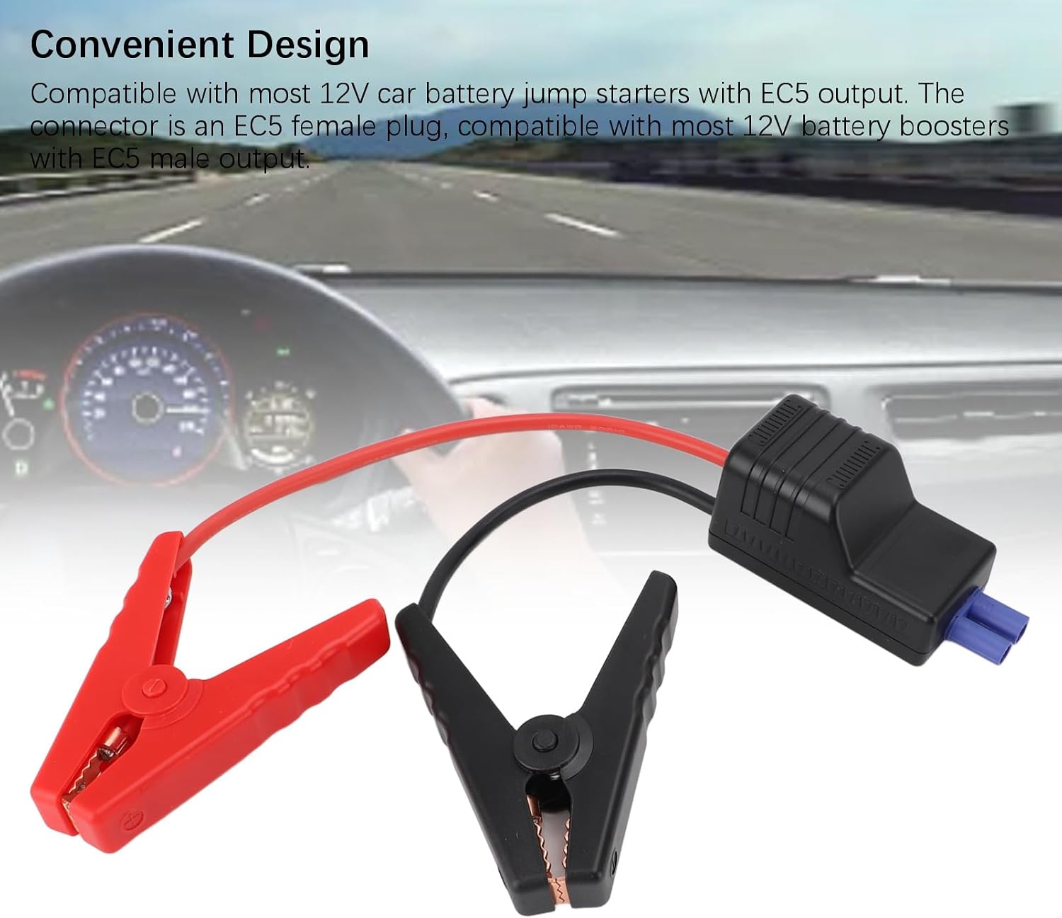 Sanpyl EC5 Jump Cable with Battery Clamps, 10AWG Alligator Clips to EC5 Connector Extension Cable, 12V Car Portable Battery Jump Starter