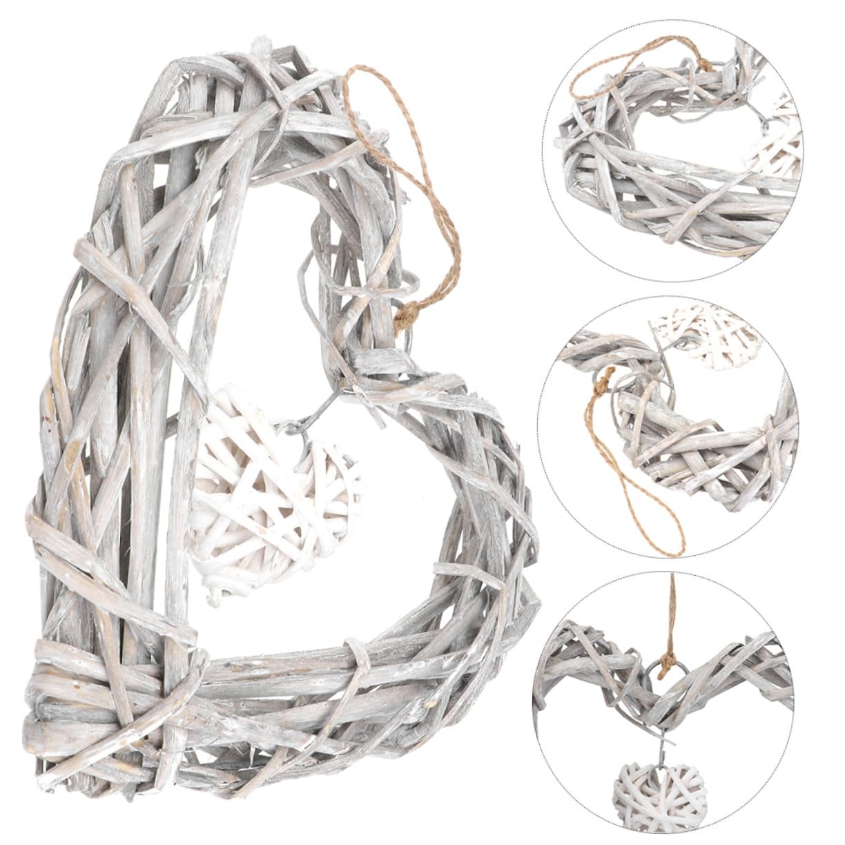 BESTYASH 4 Pezzi Ghirlande Cuori in Vimini Decorazione da Parete in Rattan con Pizzo Appeso Leggero per Matrimonio Feste e Decorazioni Casa