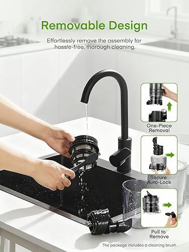 Miniatura 9 de Máquinas exprimidoras, exprimidor de prensa en frío, exprimidor de masticación lenta para frutas y verduras enteras, fácil de limpiar, alto