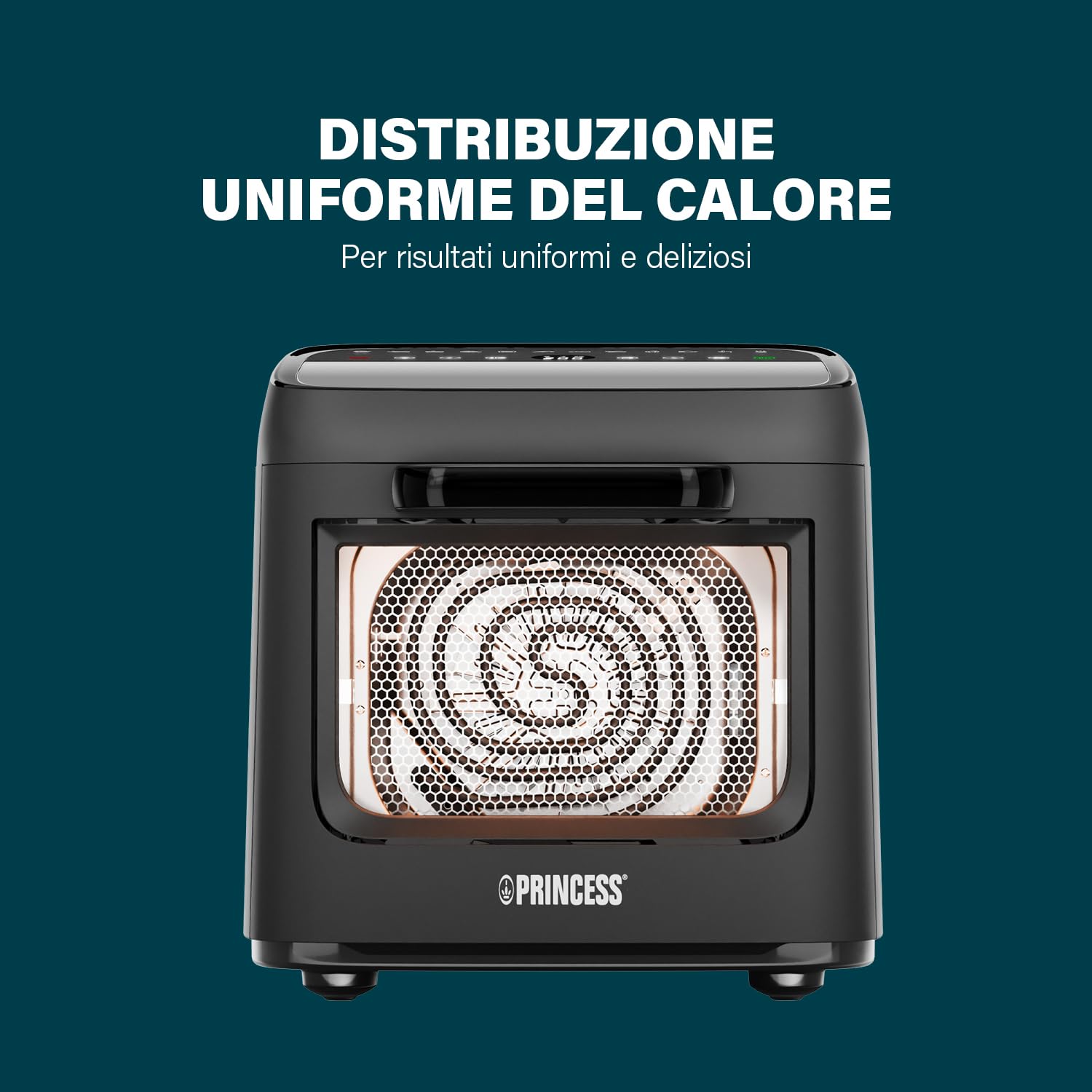 Princess Friggitrice ad Aria Forno Vision, Capacità 12,6 L, Potenza 1800 W, Cottura Multifunzione, Controllo Digitale, Facile da Pulire, 182494