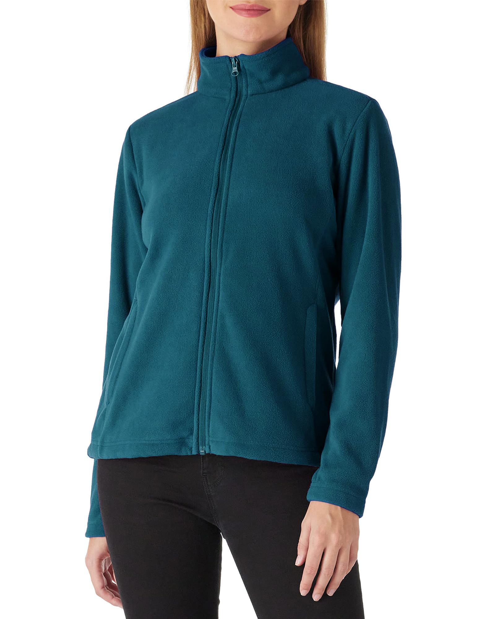 Outdoor Ventures Veste polaire légère et chaude à manches longues avec fermeture éclair pour femme pour l'automne et l'hiver