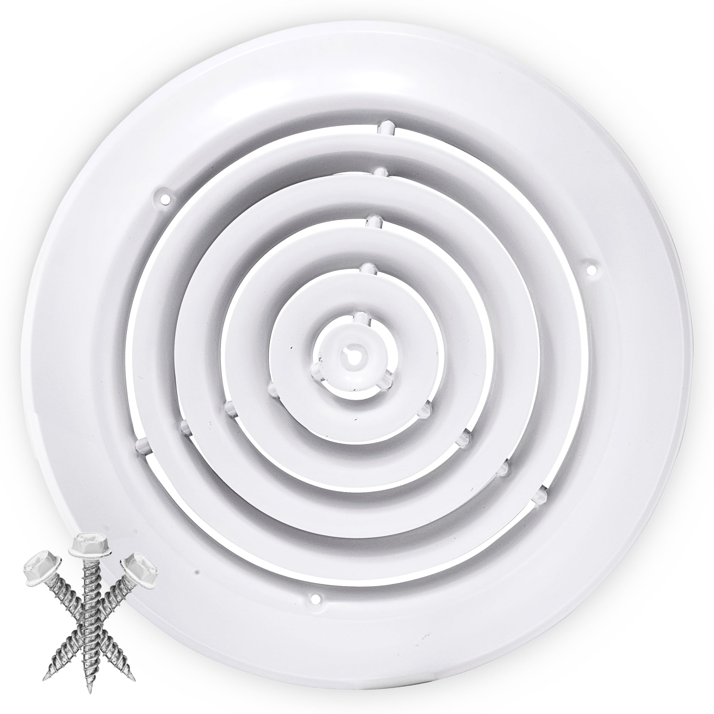 HVAC Premium 10'' [Neck Size] Round Steel Ceiling Diffuser - Easy Air Flow - HVAC Vent Duct Cover [White] - [Outer Dimensions: 14'']