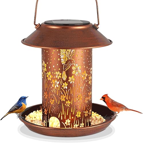 Comederos de pájaros para exteriores, linternas solares de colibrí, impermeables, colgantes, decoración de jardín, cumpleaños para mujeres, mamá,