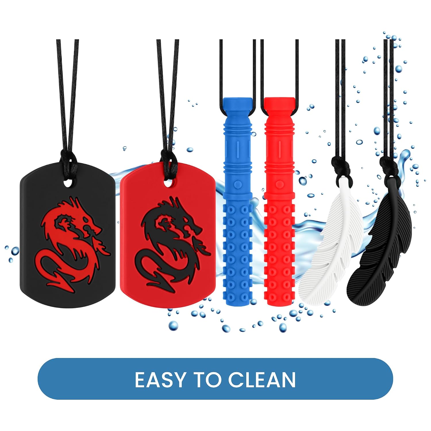 Chewy Necklaces, Sensory Silicone Toys, Oral Motor Aids Sensory Chew Necklace for Kids with Austim, ADHD, Anxiety or Special Needs