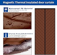 Vista 5 de Cortina magnética con aislamiento térmico grueso, material de poliuretano, manos libres, cierre automático, duradero, resistente al viento