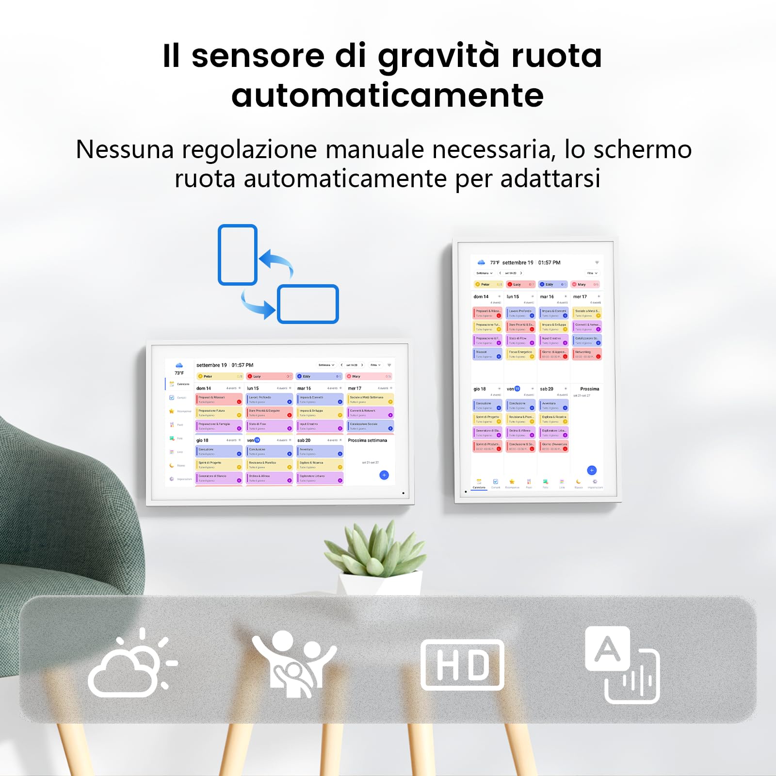 NEWYES 2026 Calendario Digitale da Parete 15,6", Agenda familiare interattiva con touchscreen, Organizzatore e Planner Familiare con Display IPS Full HD 1920×1080, Ideale per Regali e la Casa