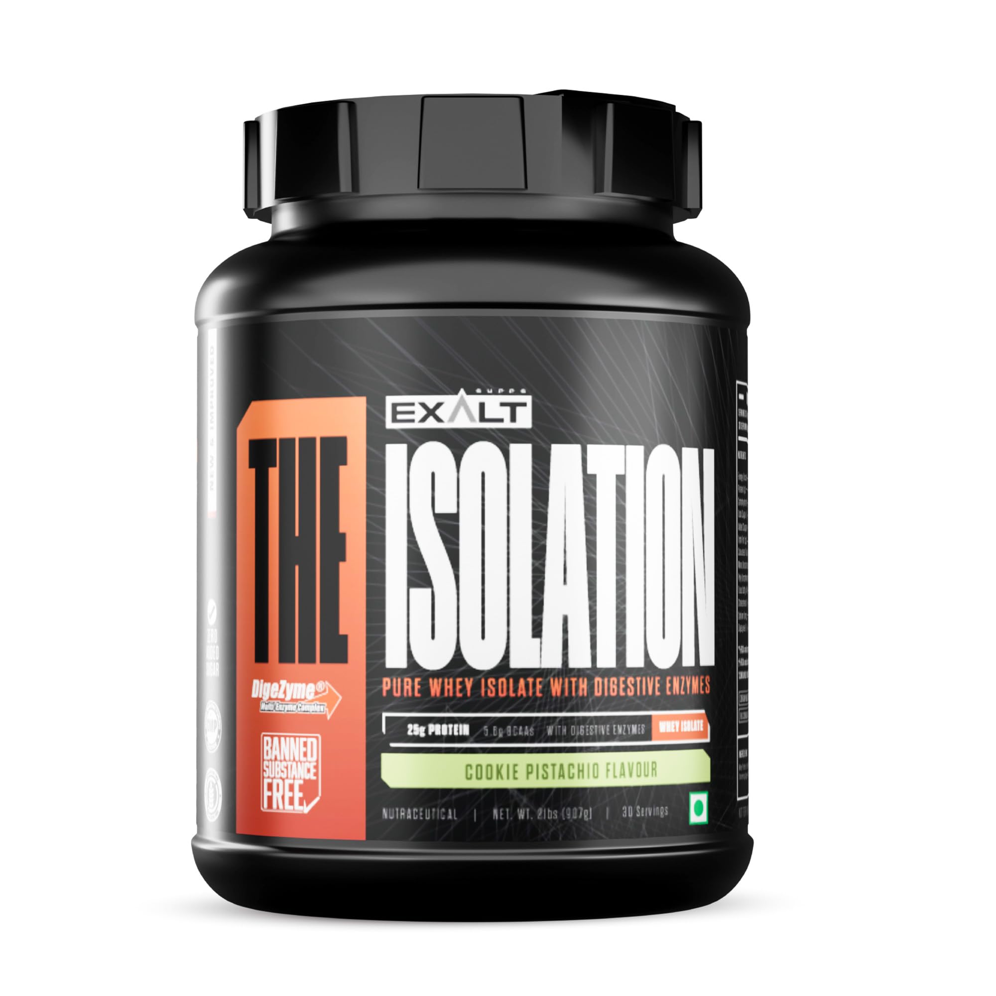 The Isolation Pure Whey Isolate With Digestive Enzymes | 25g Protein | 5.6g BCAAs | 150mg Digestive Enzyme | Zero Added Sugar | Whey Isolate (907 gm, Cookies Pista)-image-28