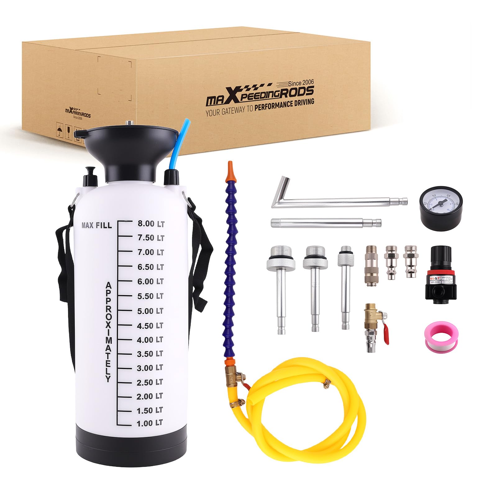 maXpeedingrods ATF Transferpumpensystem Service Werkzeugsatz für VW Audi 09G 01J 722.9 CVT Mercedes-Benz 722.9 mit Manometer 8L Tank, ATF Getriebeöl Füllgerät Pneumatische Betankungssystem