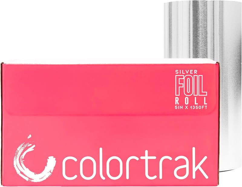 Colortrak Professional Highlighting Foil Roll, Silver, 5" x 1350 Ft | Integrated Blade on Box for Precision Length Cuts, Economical Hair Foil Roll Eliminates Waste, Custom Sizes for Precision