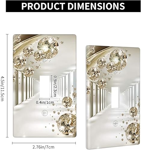 Miniatura 4 de Cubierta de interruptor de luz de espejo con diamantes dorados, placa de pared de palanca única, decorativa para el hogar, cocina, dormitorio, baño