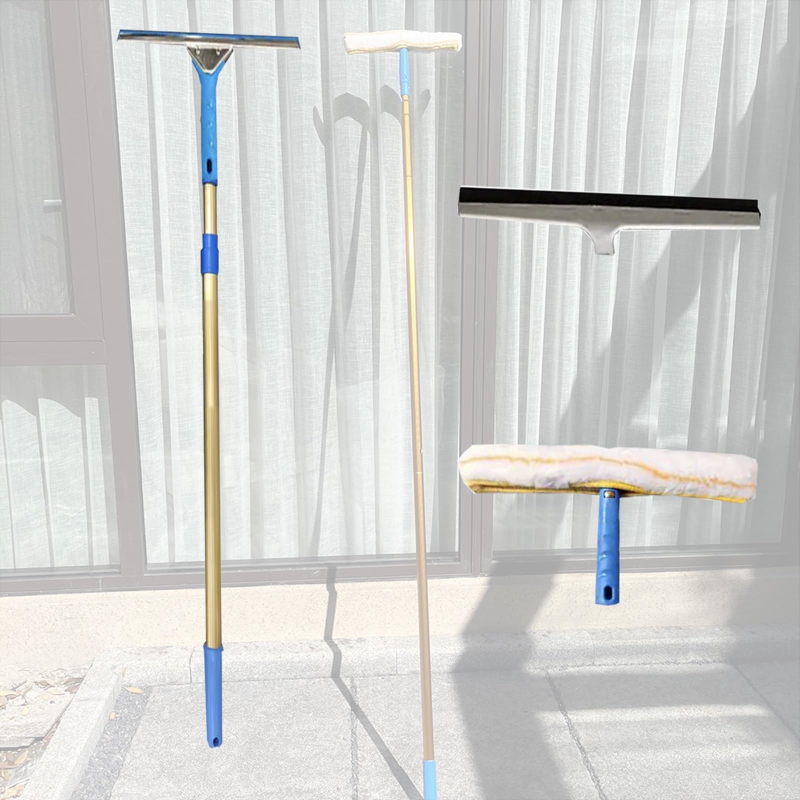 Limpiador profesional de ventanas de 6 m con limpiador giratorio de microfibra para ventanas altas para panel solar al aire libre, tercer piso, espacio de oficina