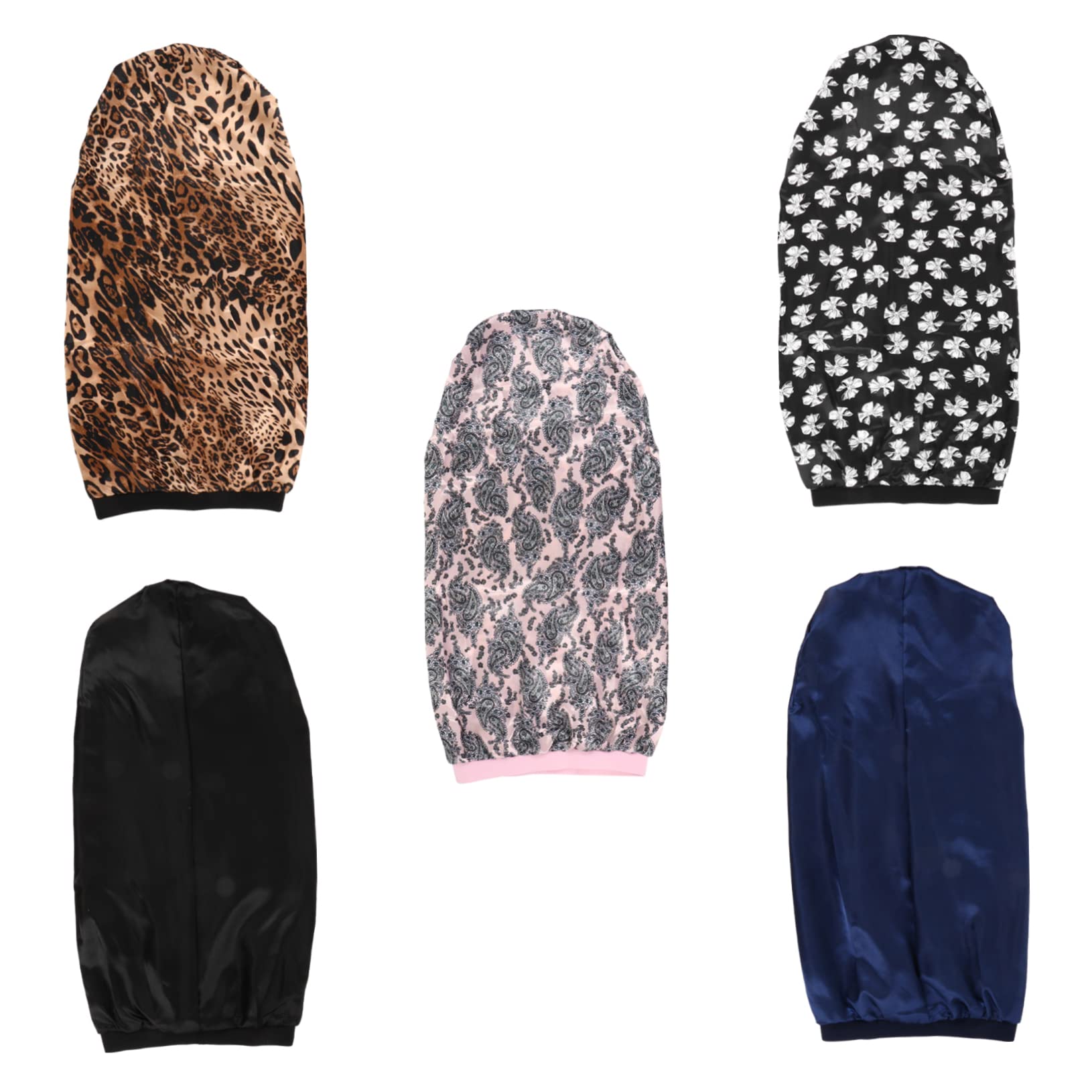 DOITOOL 15 Piezas Gorro De Pelo Largo Turbante Para Mujer Gorros De Ducha Para Mujer Gorros De Seda Gorros De Ducha Desechables Gorro De Dormir Impreso Banda Elástica Trenza Satín Perder