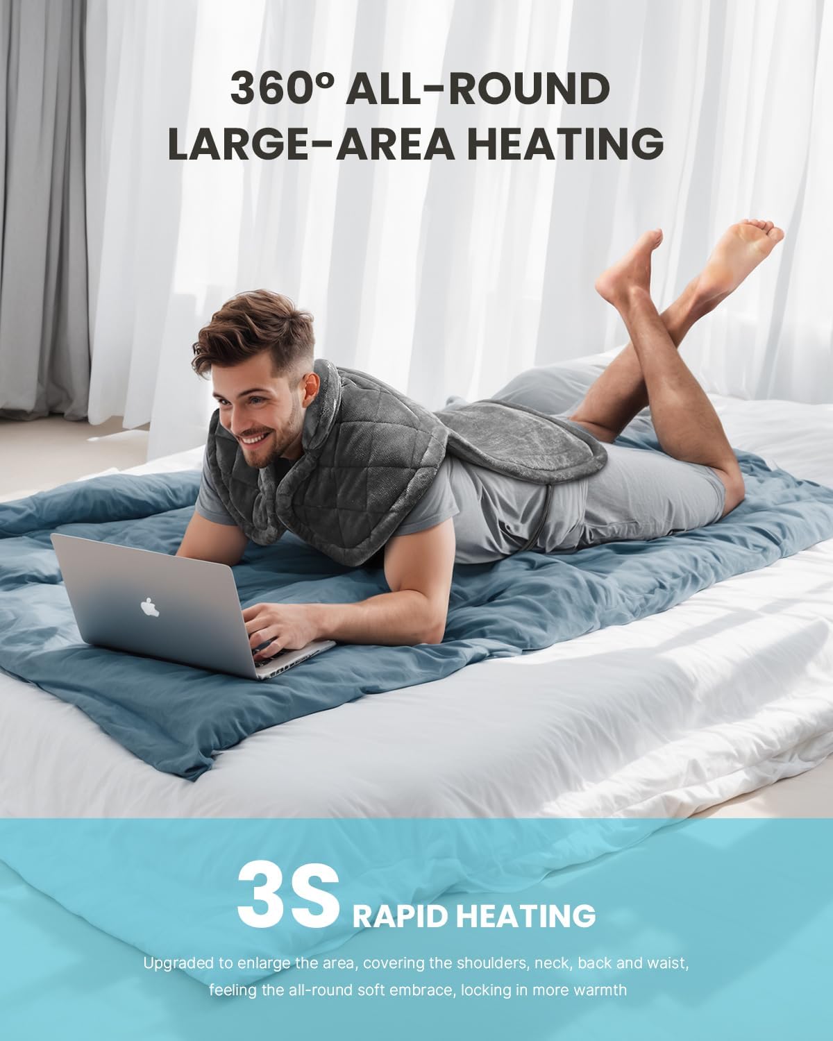 Valentines Day Gifts for Her Him Men Women, iDOO Heating Pad for Back Pain Relief, FSA Eligible Items, Weighted Electric Heat Pad for Neck Shoulders, 24"x37" Large Back Heated Wrap, ETL Certified - Image 5