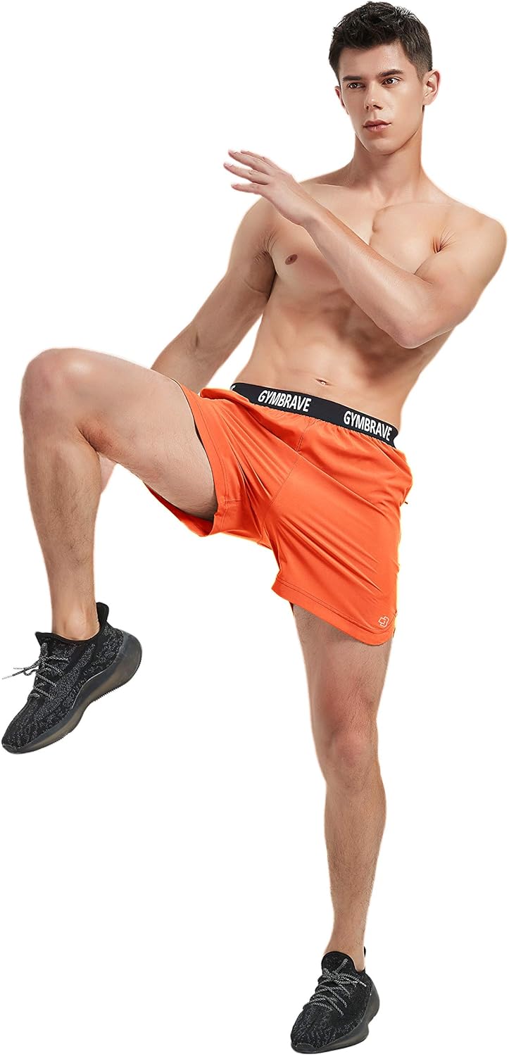 GymBrave Men's 5 Inches Athletic Running Shorts Lightweight Quick Dry Workout Training Short with Zip Pockets - Image 4