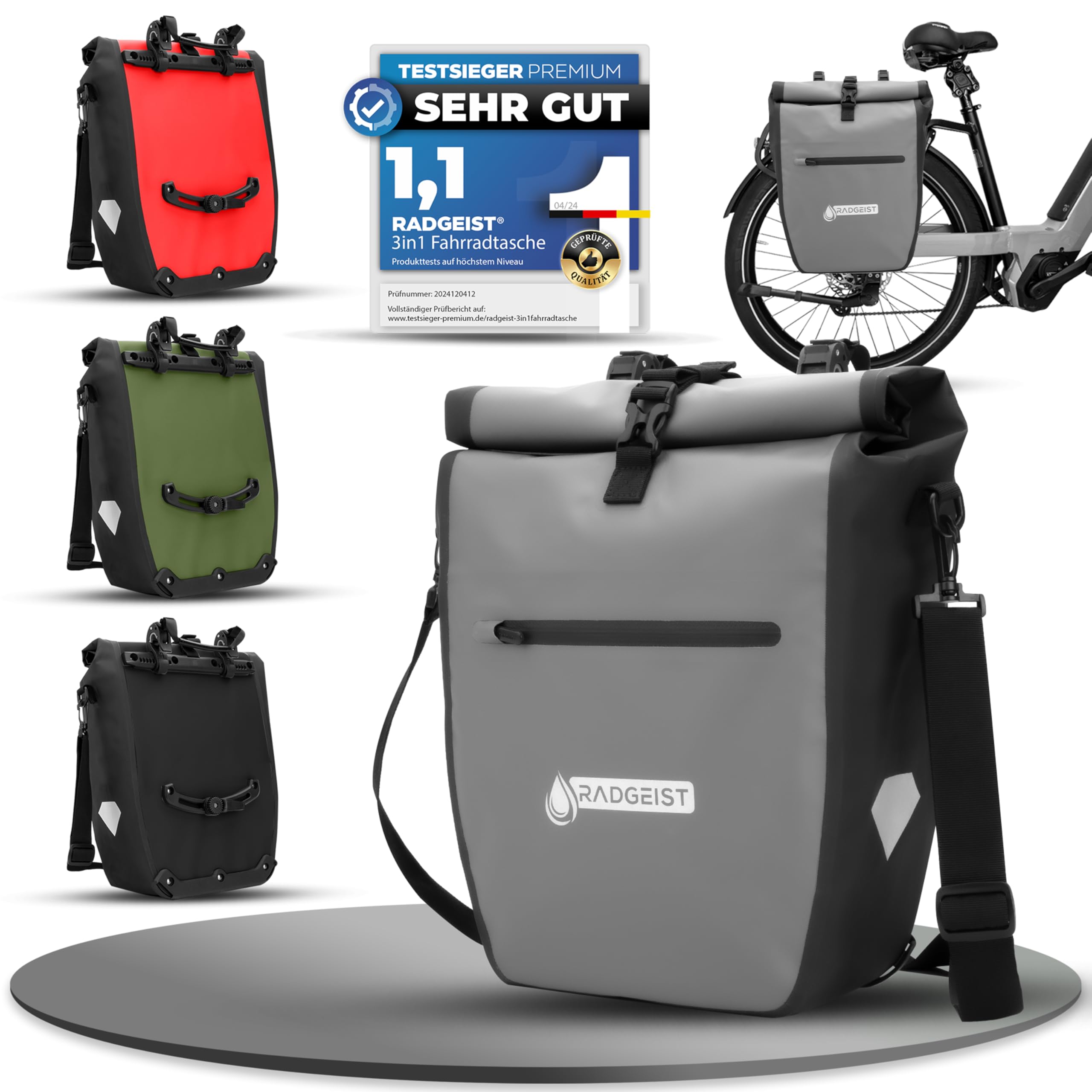 RADGEIST Bike Luggage Carrier Bag - Bicycle Bag, Luggage Carrier - Luggage Carrier Bag, Waterproof and Shoulder Bag - Bicycle Bag with Reflectors โ image 1
