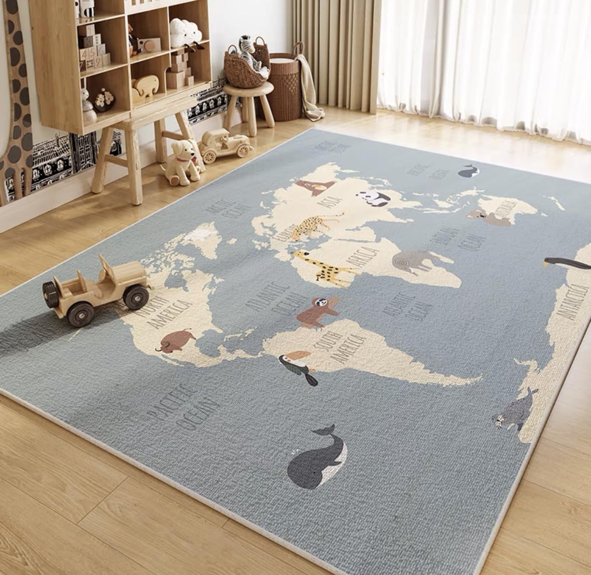 YATOLA Alfombras Suave para Dormitorio Baño Sofá Silla Cojín Interiores, Alfombra de Juegos para Habitación Juvenil Chico Infantile Niño Lavable Suave Antideslizante León Azul (Azul, 80x120cm)