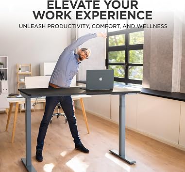 Rise Up Electric Standing Desk Adjustable Height 24-49 Dual Motor One Piece Bamboo Large Standing Desk 48x30, Sit Stand Desk Rising Desk Home Office