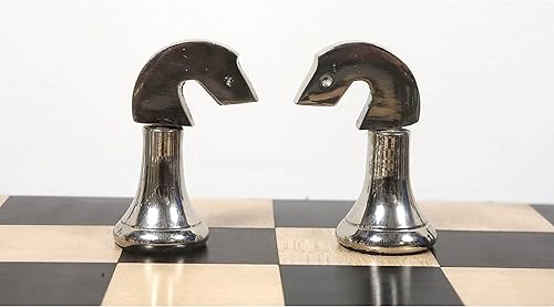 Miniatura 7 de RoyalChessMall - Juego de piezas de ajedrez de lujo de latón contemporáneo de 3.1 pulgadas, plata y antiguo