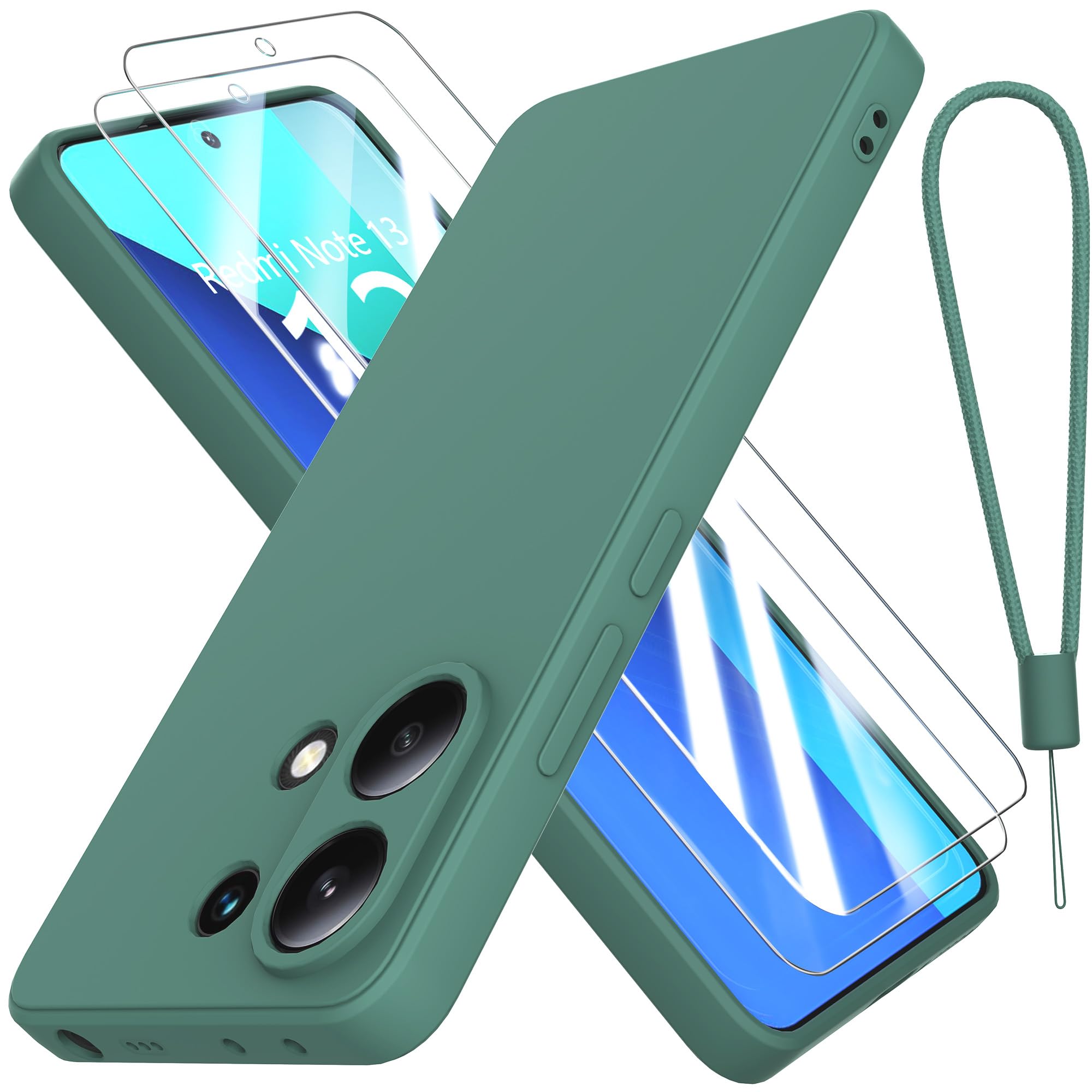 THIYUFUNS Case for Xiaomi Redmi Note 13 4G with 2 Tempered Glass Screen Protector