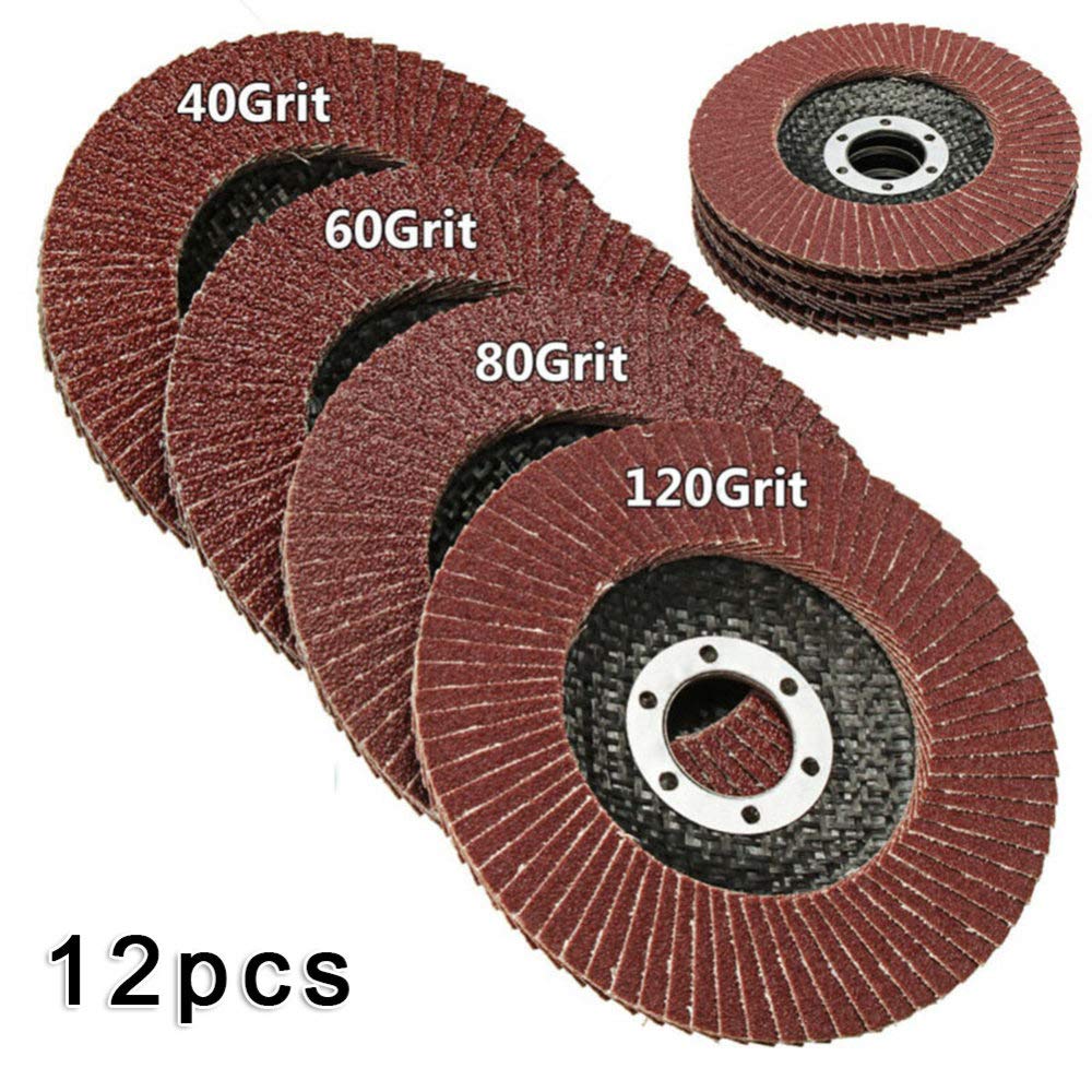 Rueda de Pulido, 12 Piezas de 4,5 Pulgadas Y 115 Mm, Discos Abrasivos Planos para Amoladora Angular, Discos de Lijado, Metal, Plástico, Madera, Abrasivo/China