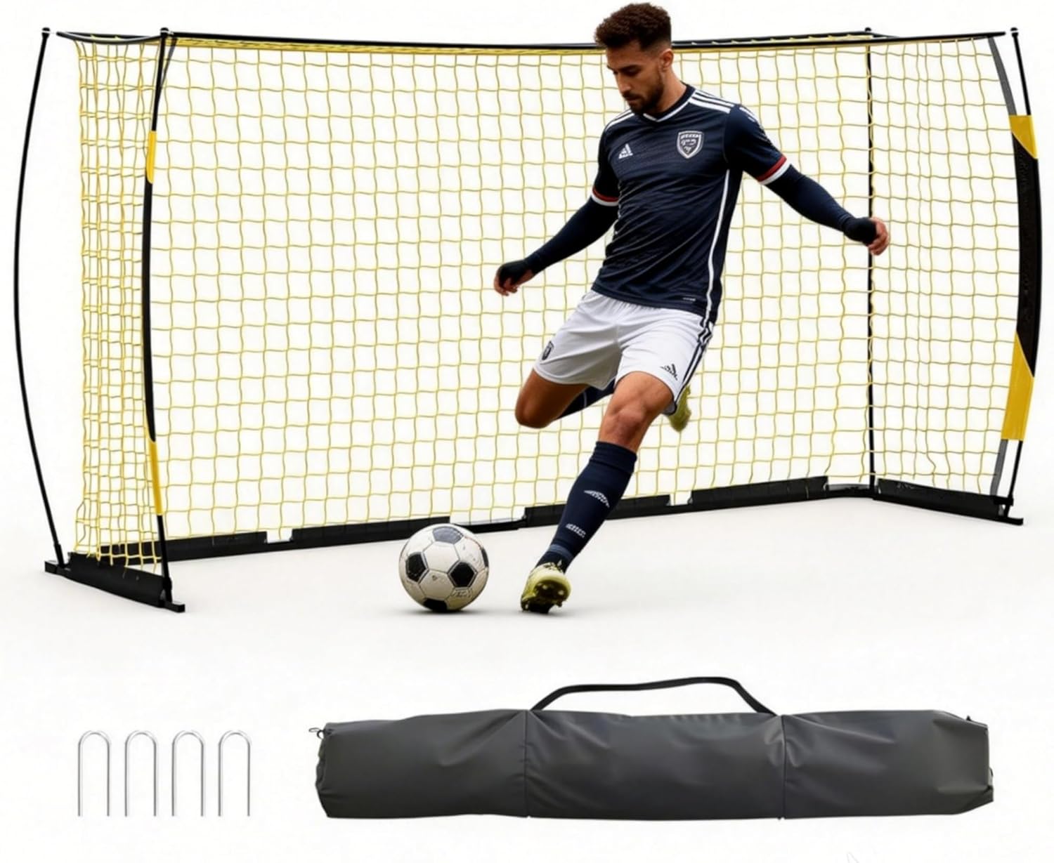 12x6 ft Professional Soccer Goal for Backyard, Quick Assembly, Collapsible Heavy-Duty Net with Metal Frame, Portable Soccer Training Equipment with Carry Bag