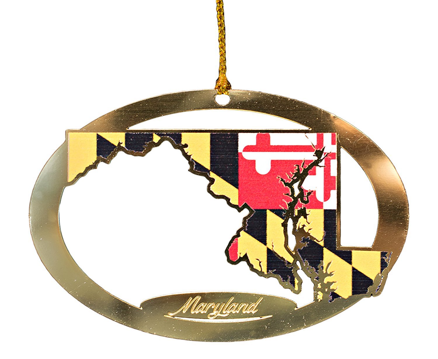 Brass Maryland Flag Oval Ornament