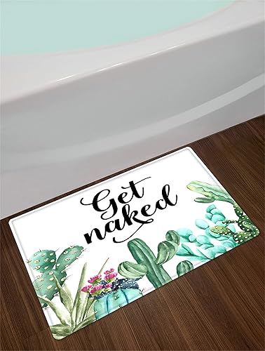 Vista 28 de LB Get Naked - Juego de cortinas de ducha de cactus con citas divertidas, plantas tropicales suculentas, verdes, acuarela, flores de cactus