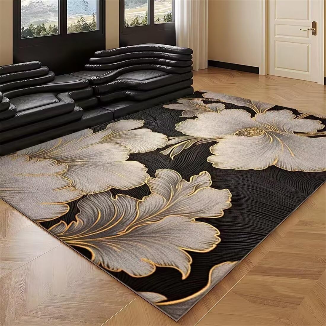 Carpette chambre tapis sol enfant gris antidérapant 120x160
