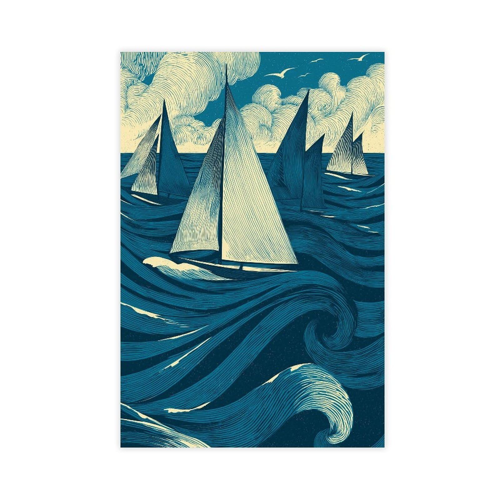 YWTJAX Ocean Wave Poster Canvas Poster for Living Room Decor Gift