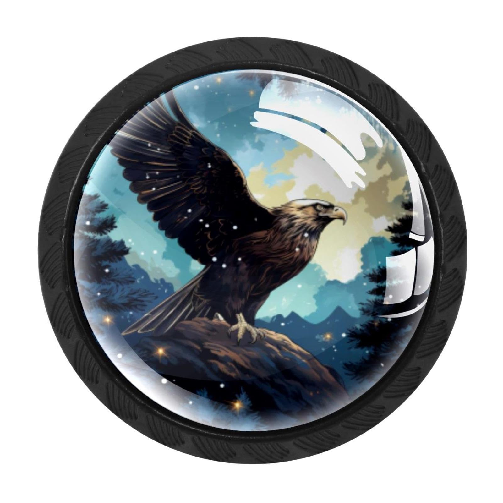 Chenzzzz Multicolored 05 Starry Eagle Colorful Drawer Pulls 4 Pcs Handle Glass Door Cabinet Knobs Home Office Kitchen Wardrobe Cupboard Hardware For Dresser Drawers