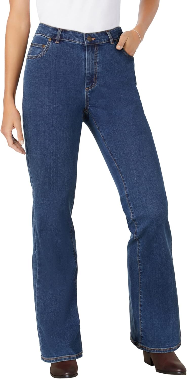 Woman Within Plus Size Stretch Denim Wide-Leg Five-Pocket Jeans