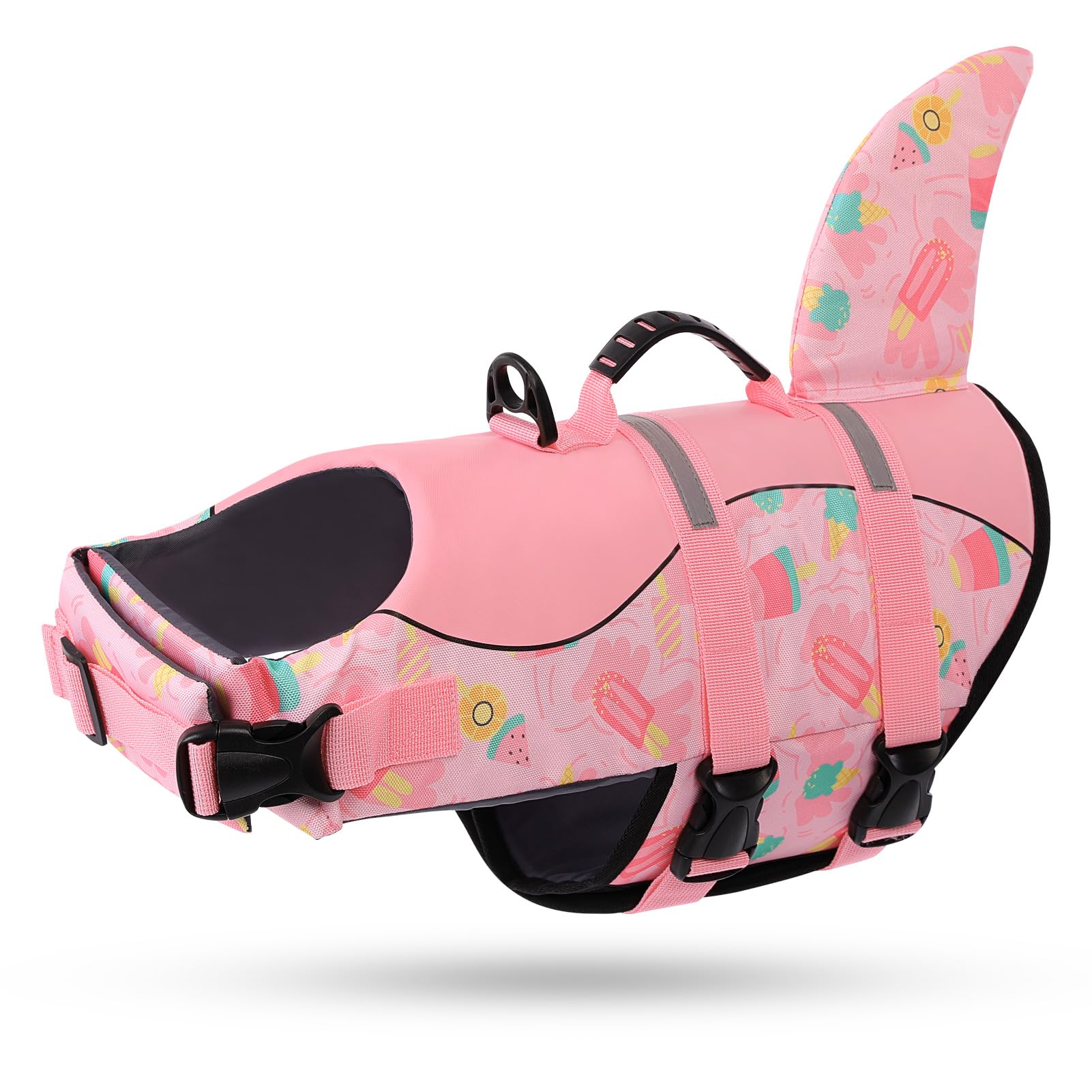 Queenmore Dog Life Jacket Medium, Adjustable Dachshund Life Vest, With Rescue Handle, Pet Safe Vest for Swimming,Kayaking,Boating,For Suasage Dog, French Bulldog Pug, Corgi, Beagle, M