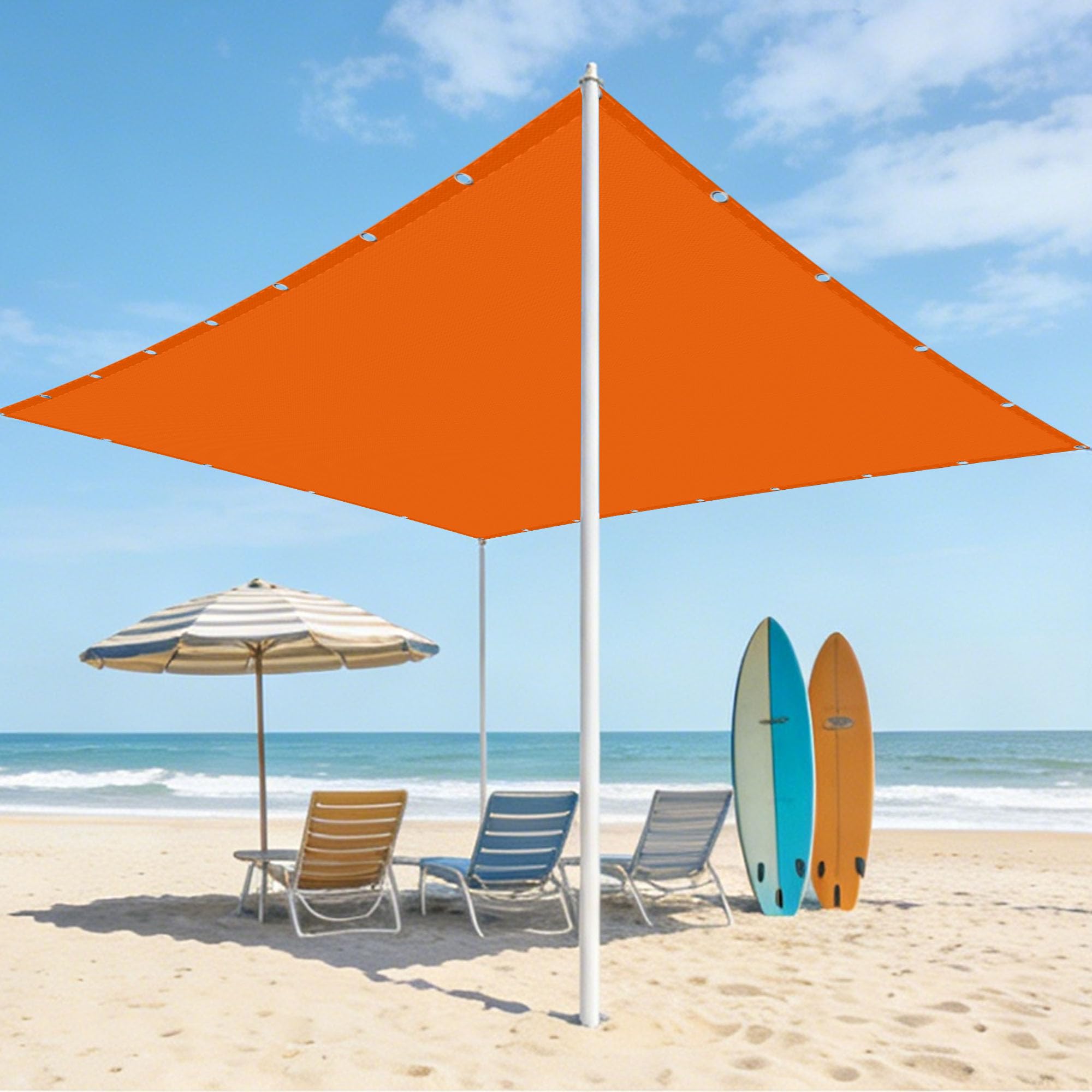 Voiles d'ombrage imperméable orange résout le problème de chaleur sur grand balcon 2x6m