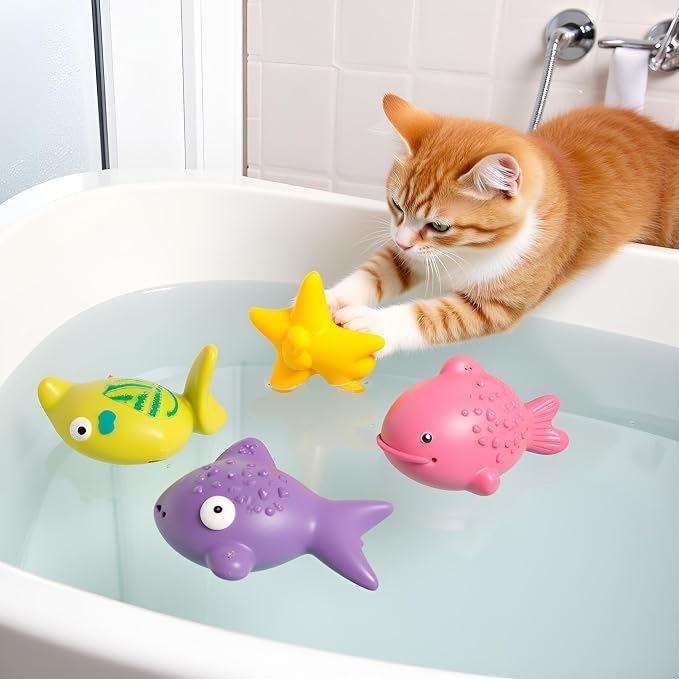 Kit flotante interactivo para gato 6 piezas color naranja miniatura 9
