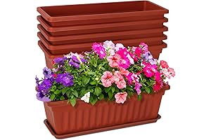 6 Packs Window Box Planter, 17 Inches Flower Window Box Rectangular Plastic...
