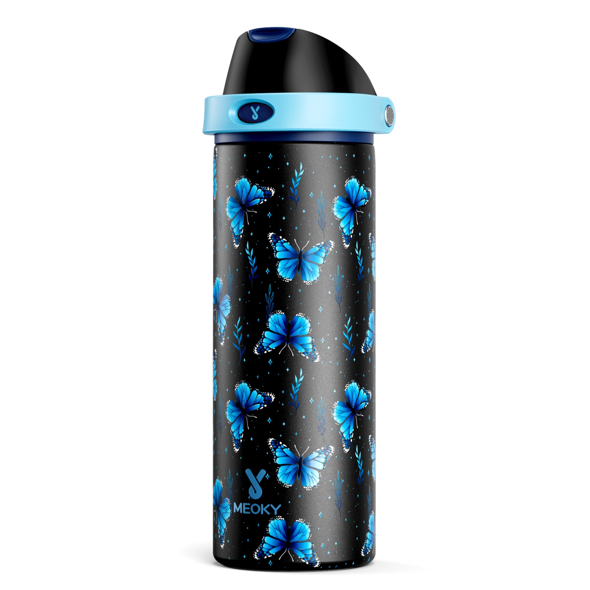 24 oz Insulated Water Bottle for Women: Meoky Glow in the Dark Water Bottle with 2-in-1 Straw and Spout Lid - Leak Proof, Cold for 24 Hours, Fits in Car Cup Holder, BPA-Free for Sports Travel, Moonlit