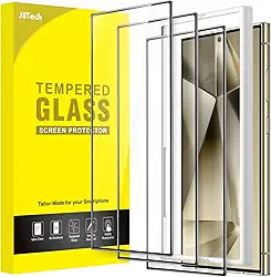 JETech Película de Vidro Temperado de Cobertura Total para Samsung Galaxy S24 Ultra 5G 6,8 Polegadas, Protetor de Tela com Ferramenta, HD Claro, Pacote com 3