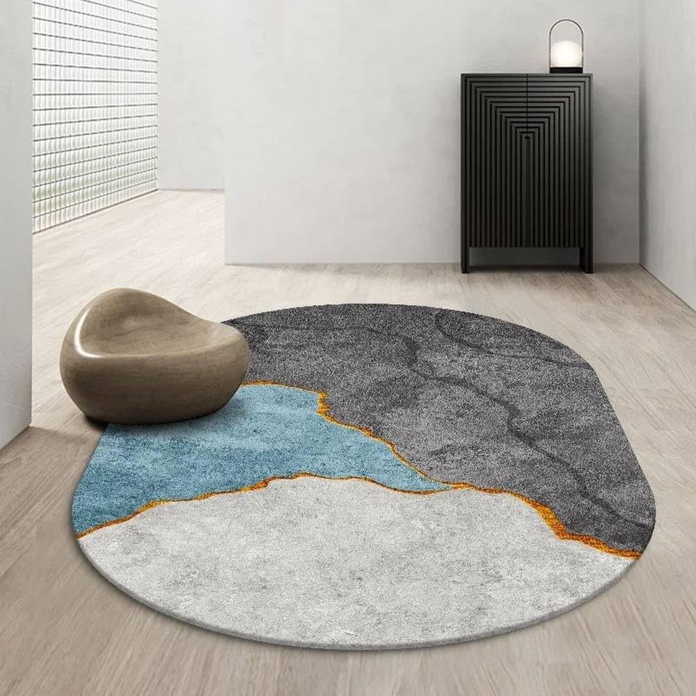 Tapis ovale de salon en flanelle douce et grand format pour chambre