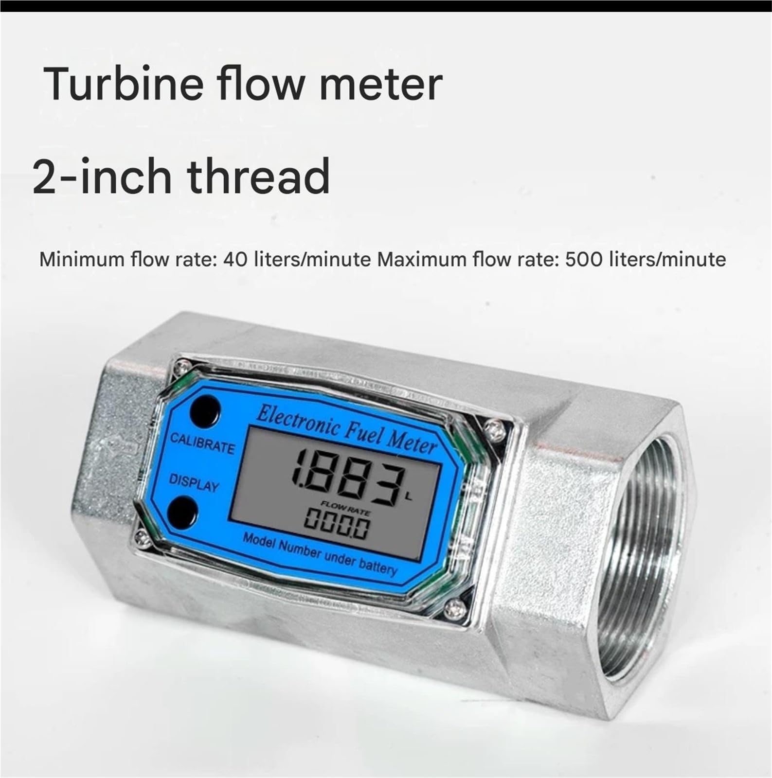 2" Messanzeige K24 Hochpräziser elektronischer Durchflussmesser LCD-Digitalanzeige for die Messung von Benzin, Methanol und Flüssigkeit/Wasser für Wasser