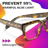 Vista 4 de VISOONE - Lentes cuadrados TR90 con bloqueo de luz azul, elegantes anteojos de computadora para mujeres y hombres; Randi